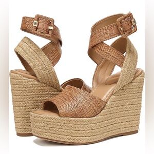 NWT Sam Edelman Vada Square Toe Espadrille Wedge Heel Platform Sandals Sz 9,5